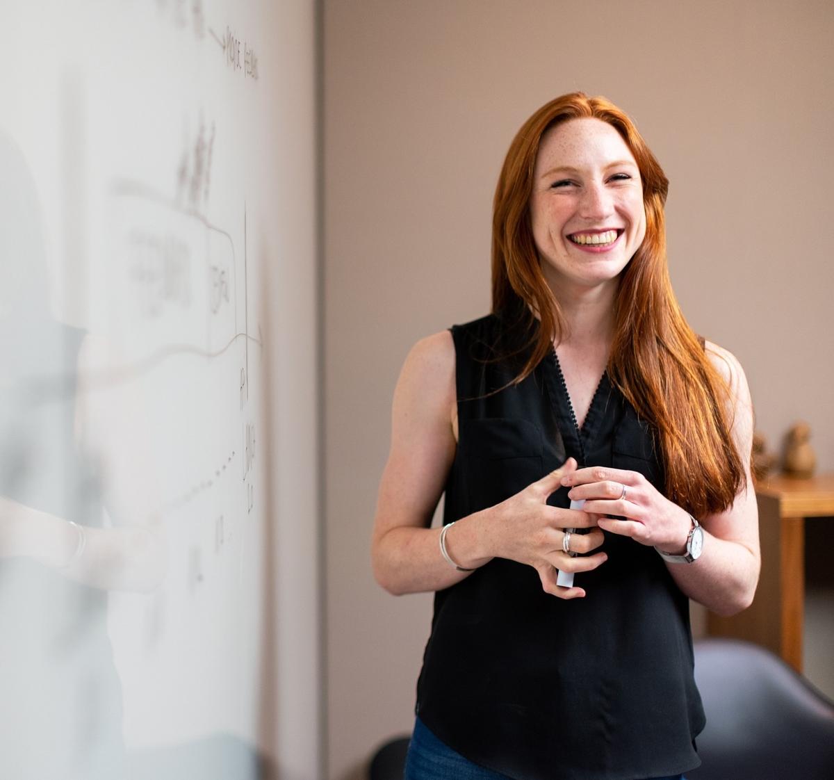 A woman in a coworking space